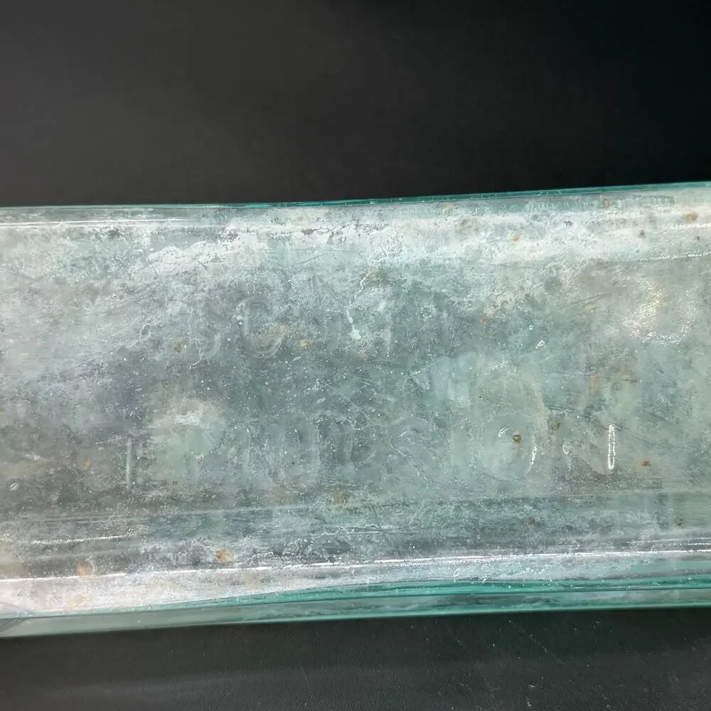 Antique Scott's Emulsion Cod Liver Oil LIme Soda Aqua Blue Glass Bottle Embossed